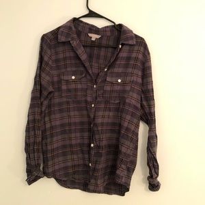 Gray blue Rubbish plaid button down